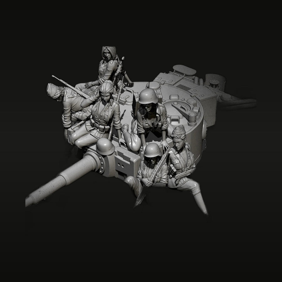 WWII German Female Tiger I Tank Crew Diorama 1/35 Resin Kit - unpainted resin model kit