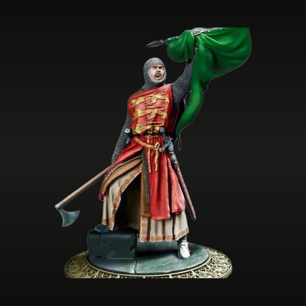 Medieval Knight Commander with Green Banner 75mm Resin Figure Kit