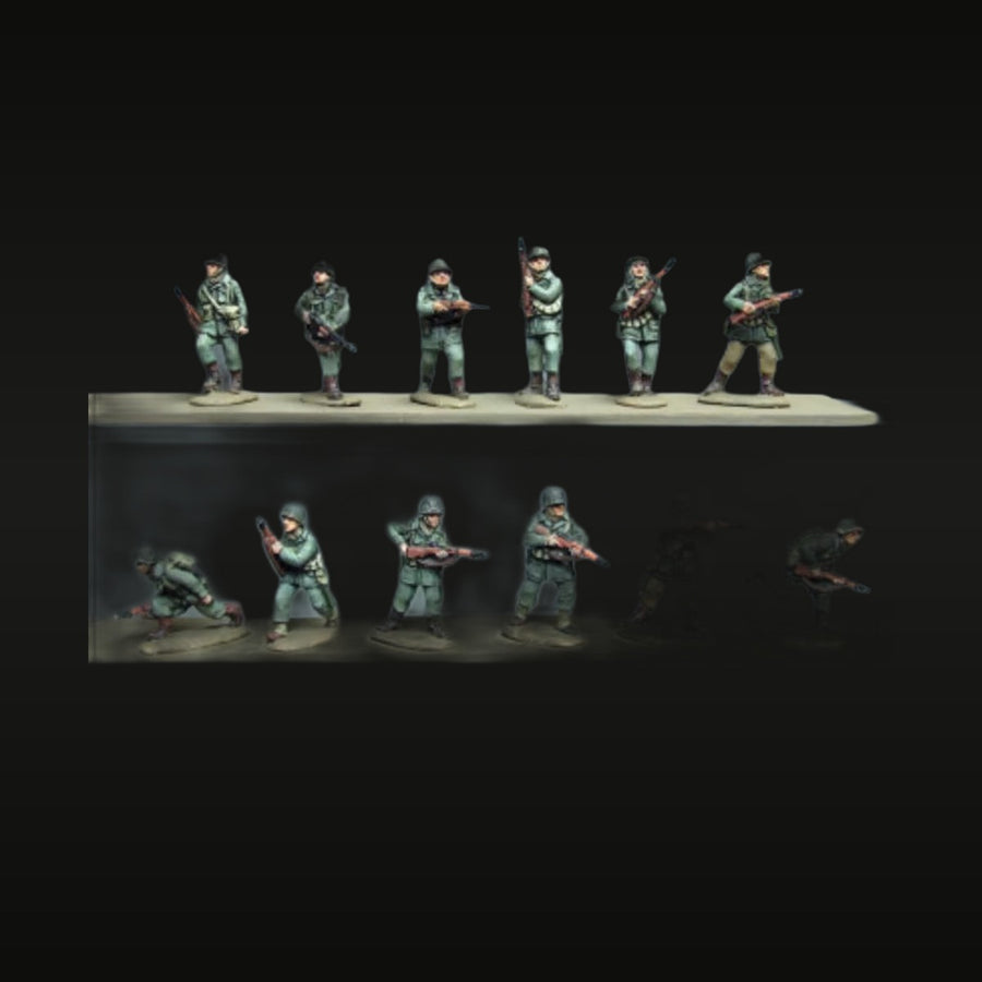 WWII German Infantry Squad 12-Figure Set 1/72 Resin Kit - unpainted resin model kit