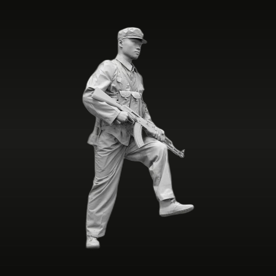 Vietnam/Cold War Era Asian Soldier with AK Rifle Advancing 1/35 Resin Figure Kit - unpainted resin model kit
