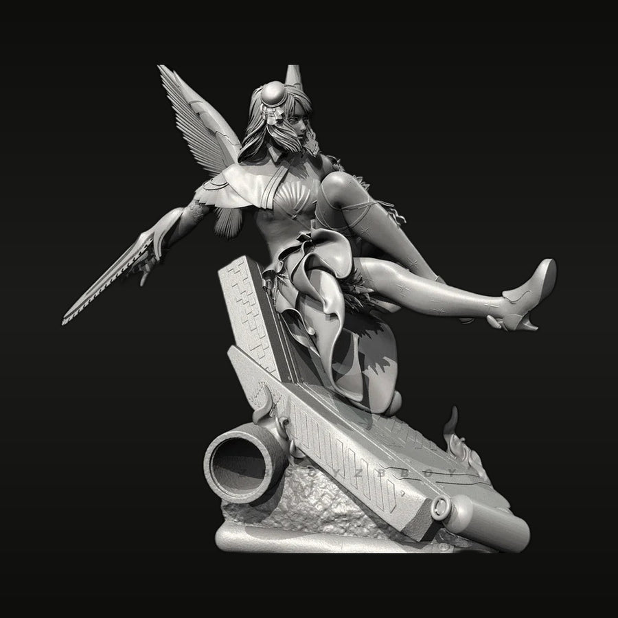 Winged Steampunk Warrior 50mm Resin Figure Kit - unpainted resin model kit