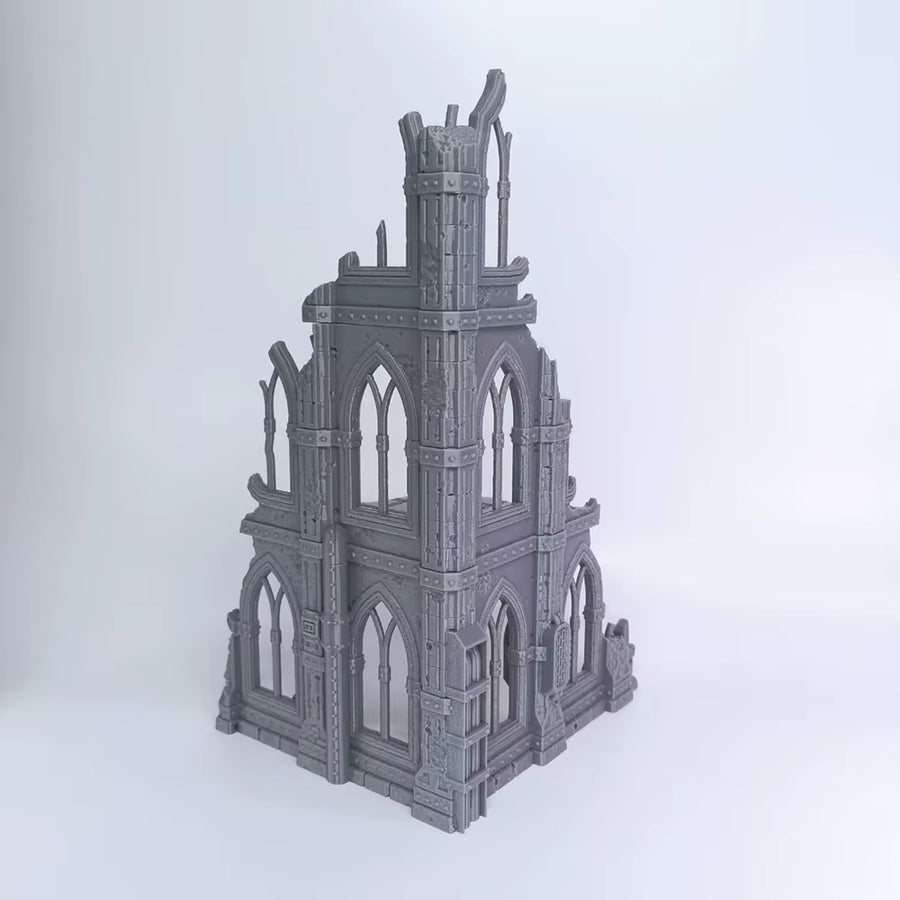 Gothic Ruins Tower Multi-Tier Diorama Resin Terrain Kit 28mm - resin model view 2