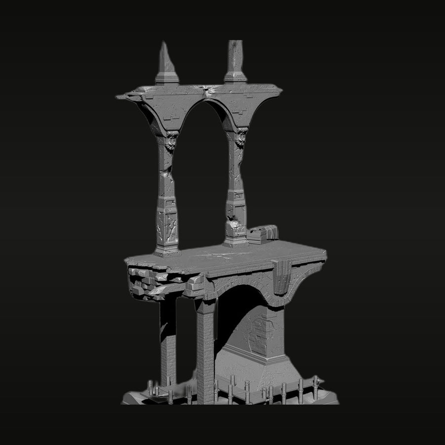 Fantasy Ruined Tower with Columns 1/35 Resin Diorama Model Kit - unpainted resin model kit
