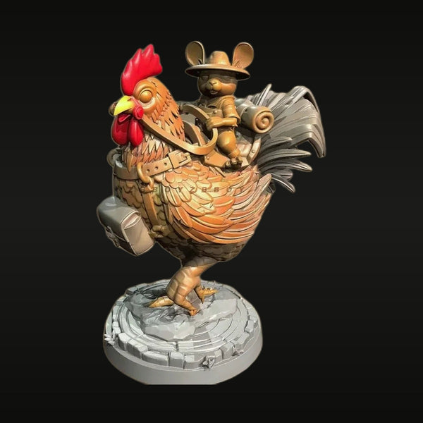 Steampunk Rooster with Mouse Rider 38mm Resin Figure Kit