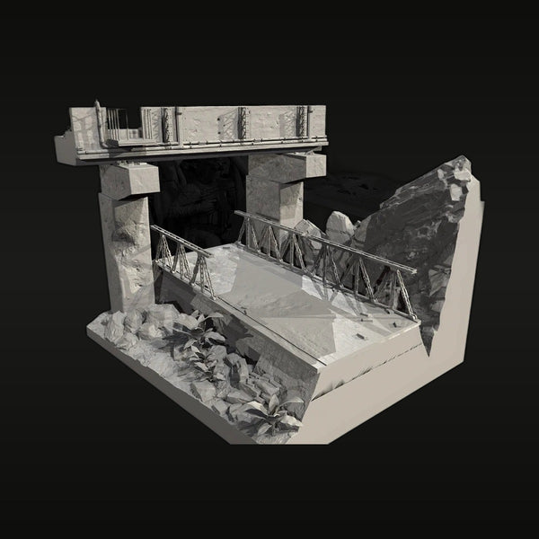 Modern Ruined Fortification Diorama Base 1/72 Resin Terrain Kit