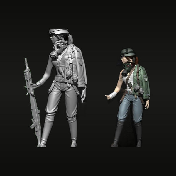 WWII German Female Soldier Anita MP40 Stahlhelm 1/35 Resin Kit
