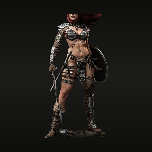 Fantasy Female Barbarian Warrior with Sword and Shield 1/24 Resin Figure Kit