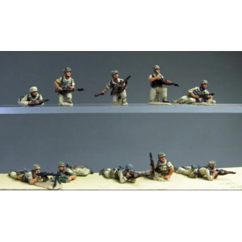 1/72 Scale Diecast Resin Figure Model Kit WWII German Paratrooper Squad Prone Position 10 Figures Unpainted