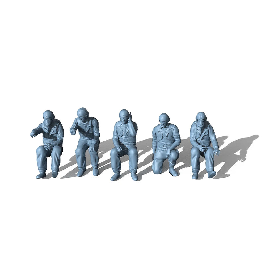 Modern US Black Hawk Helicopter Crew Set of 5 1/72 Resin Figure Kit - resin model view 2