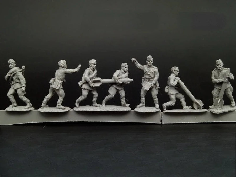 1/72 Scale Diecast Resin Figure Model Kit WWII Soviet Katyusha Crew 7 Figures Unpainted