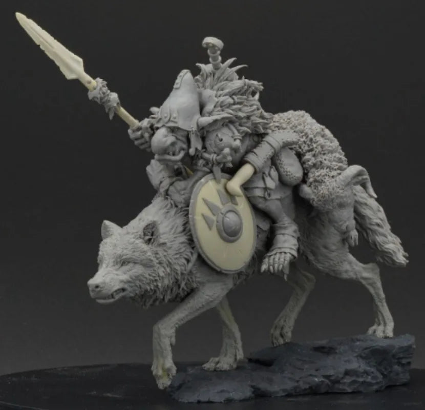 1/24 Scale Resin Figure Assembled Model Kit Goblin Wolf Knight Fantasy Hobby Miniature GK Toy Unassembled and Unpainted