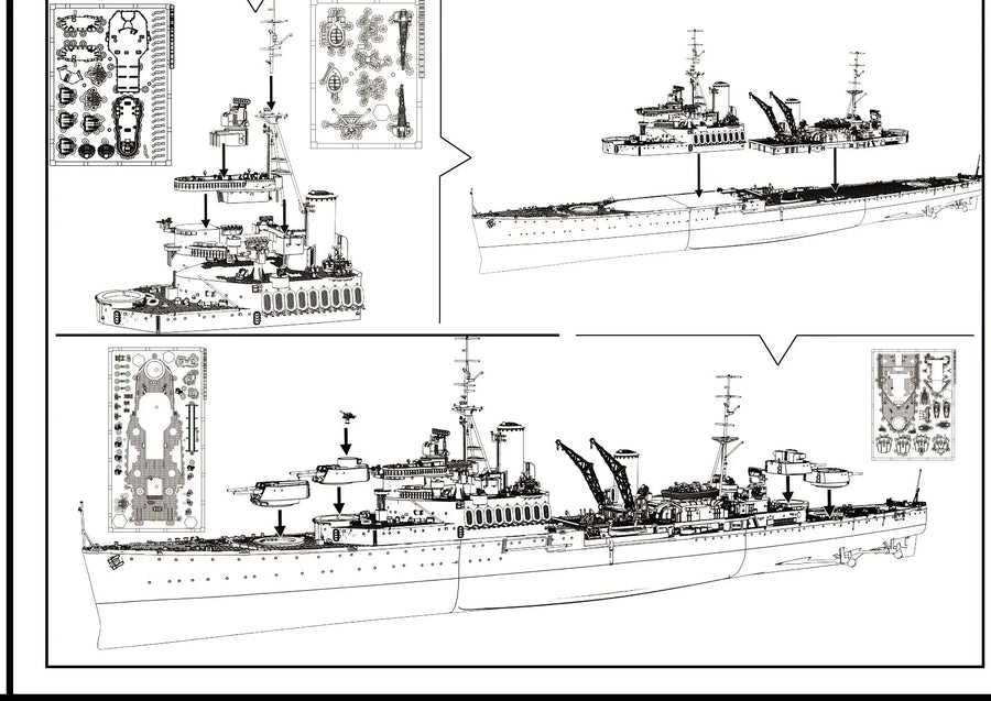 British Navy Fiji Cruiser MRY-SFW SSC575 1/700 1/350 1/200 1/144 Military Model Parts
