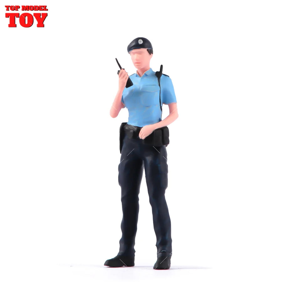Painted Miniatures 1/64 1/87 1/43 1/18 Hong Kong Female Police Hold Intercom Scene Figure Accessory Unpainted Model for Decorate