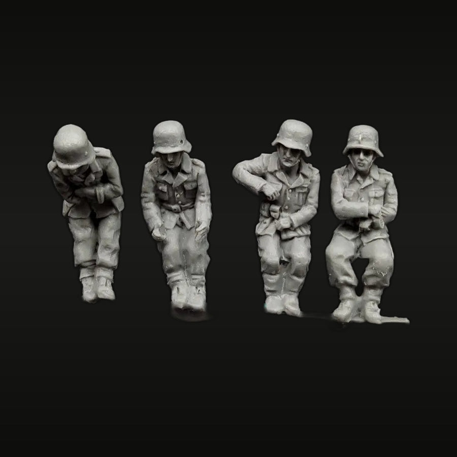 WWII German Soldiers Seated 1/72 Resin Figure Set (4 Pack) - unpainted resin model kit
