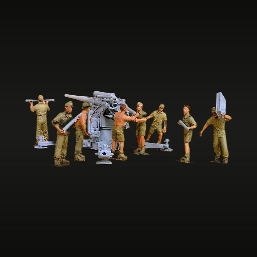 WWII German Afrika Korps Flak 18 Crew Set 1/35 Resin Figure Kit - unpainted resin model kit