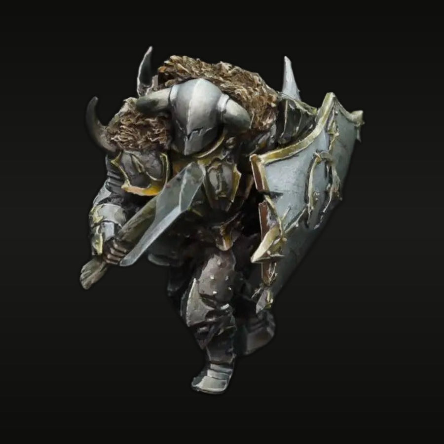 Fantasy Orc Warrior with Horned Helmet Axe Shield 28mm Resin Figure Kit - unpainted resin model kit