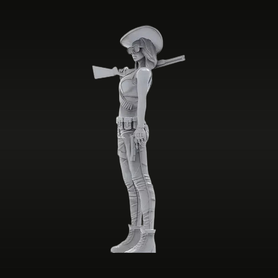 Modern Pinup Female Operative with Rifle 1/20 Resin Figure Kit - unpainted resin model kit