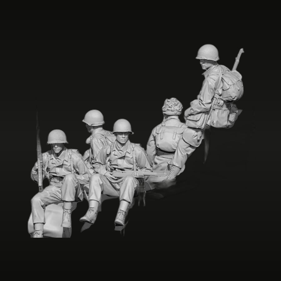 WWII US Army Infantry Squad 6-Figure Set 1/35 Resin Diorama Kit - unpainted resin model kit