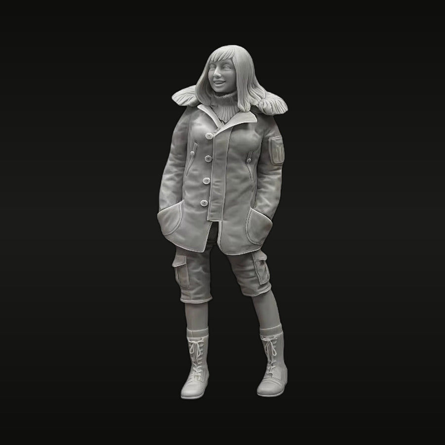 Modern Female Character in Utility Jacket and Boots 1/20 Resin Figure Kit - unpainted resin model kit