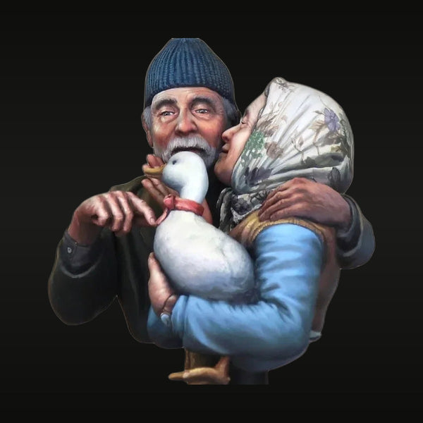 Elderly Fisherman with Duck 1/12 Scale Resin Bust Kit