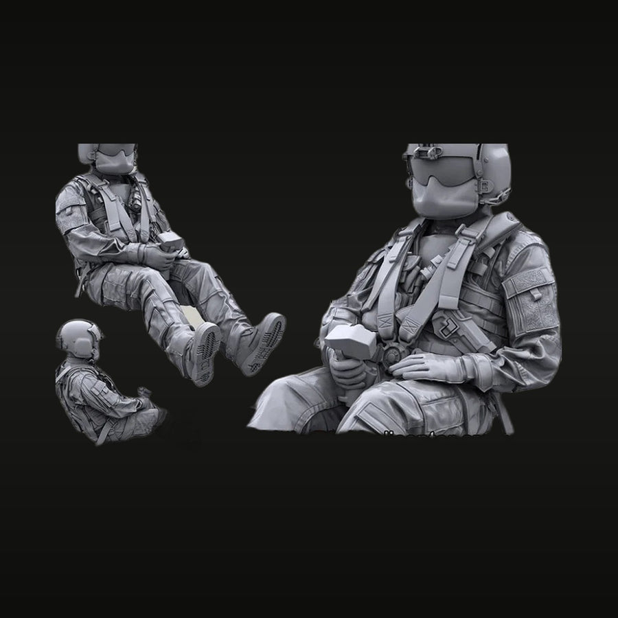 Modern US Army MH-6 Little Bird Pilot Air Warrior System Seated 1/35 Resin Figure Kit - unpainted resin model kit