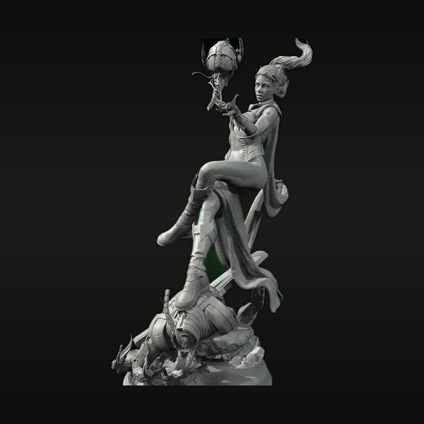 Fantasy Female Sorceress on Demonic Beast Mount 30mm Resin Figure Kit