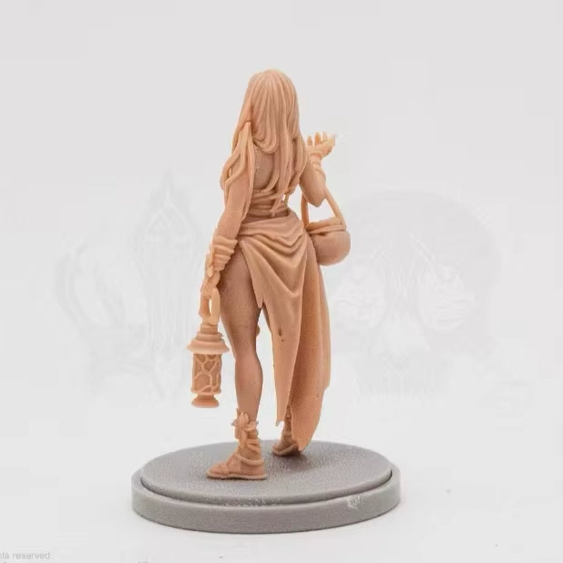 Fantasy Female Adventurer with Lantern Stylized 75mm Resin Figure Kit - resin model view 4