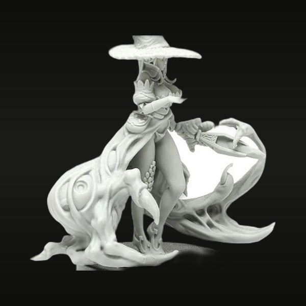 Fantasy Female Witch Mounted on Giant Frog Beast 75mm Resin Figure Kit