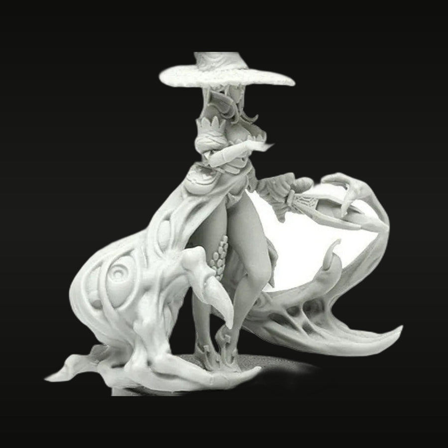 Fantasy Female Witch Mounted on Giant Frog Beast 75mm Resin Figure Kit - unpainted resin model kit