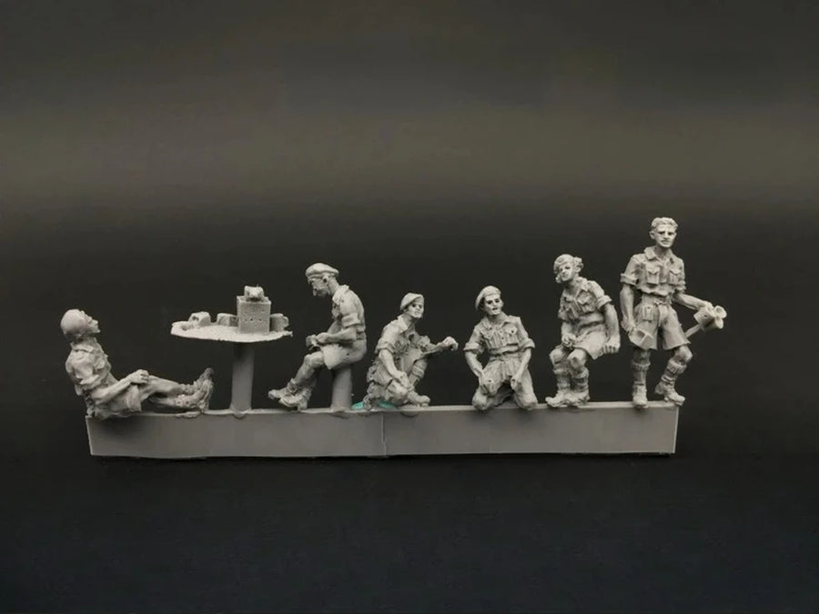 1/72 Scale Diecast Resin Figure Model Kit British Soldiers Resting 6 Figures Unpainted