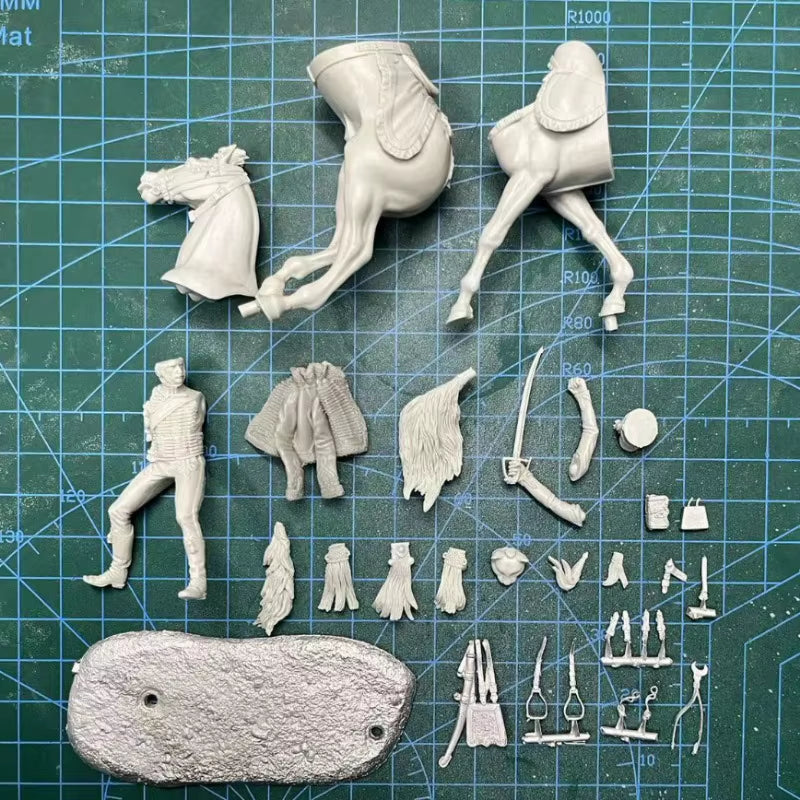 Napoleonic French Hussar Officer Mounted with Saber 54mm Resin Figure Kit - resin model view 4