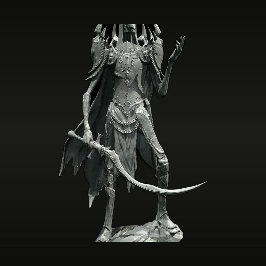 Fantasy Female Dark Elf Demon Sorceress with Horns and Staff 38mm Resin Figure Kit - unpainted resin model kit