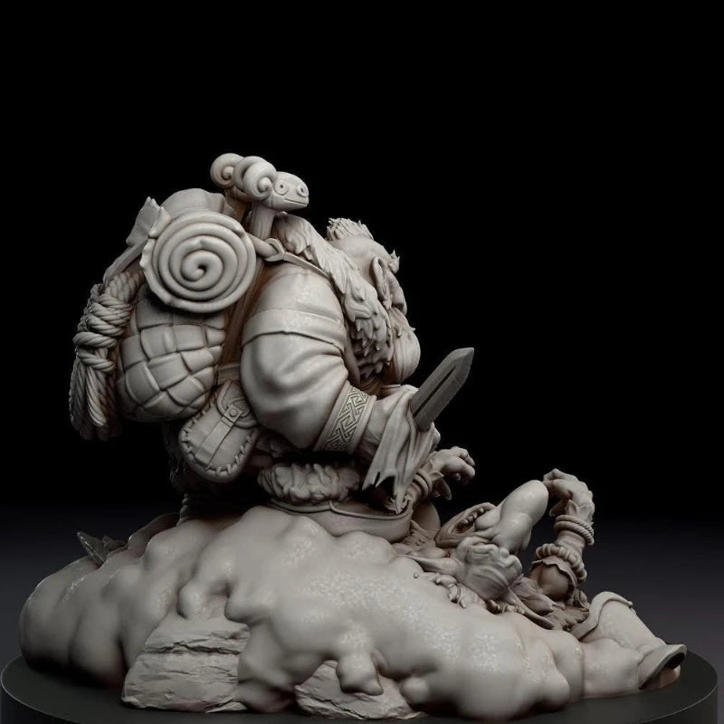 Fantasy Dwarf Warrior Bust with Horned Helm 1/24 Resin Bust Kit - resin model view 5