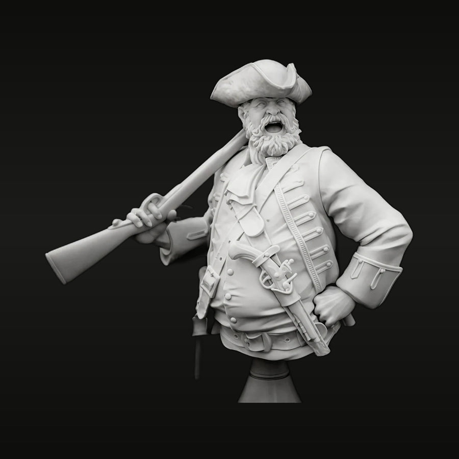Pirate Captain with Musket 1/10 Scale Resin Bust Kit - unpainted resin model kit