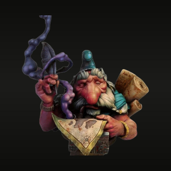 Fantasy Dwarf Adventurer with Tentacle and Treasure Map 1/10 Resin Bust