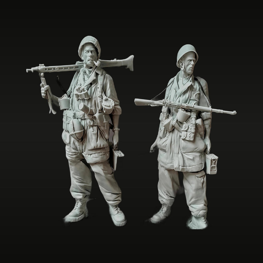 WWII US/Allied Infantry Soldiers with Bren & M1 Carbine 1/16 Resin Kit - unpainted resin model kit