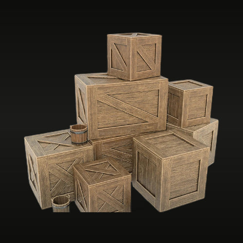 Wooden Crate Set 1/35 Scale 3D Print Model Kit - 14 Pieces