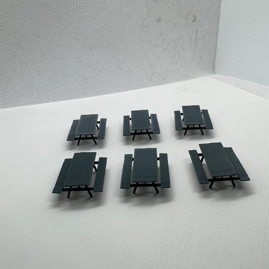 Z Scale Picnic Tables with Benches 1/220 Resin Terrain Accessory Set - resin model view 3