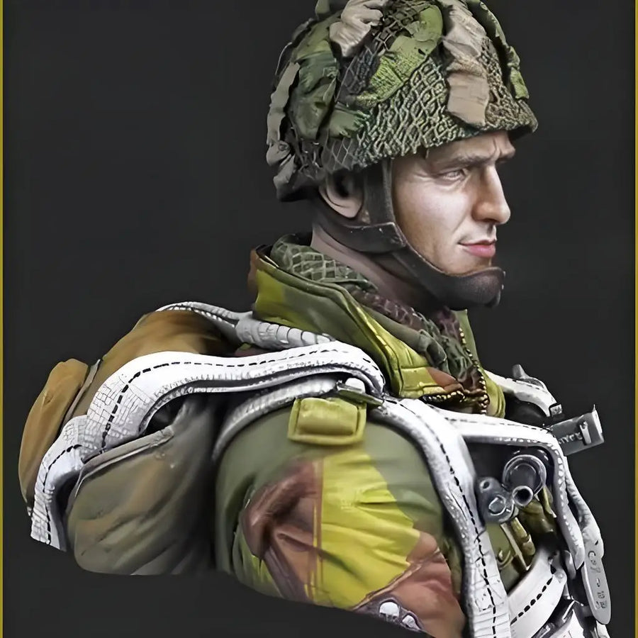 1/10 Resin Character Bust, World War II British Paratrooper GK Figurine, White Model, Military Theme, Unpainted and Colored