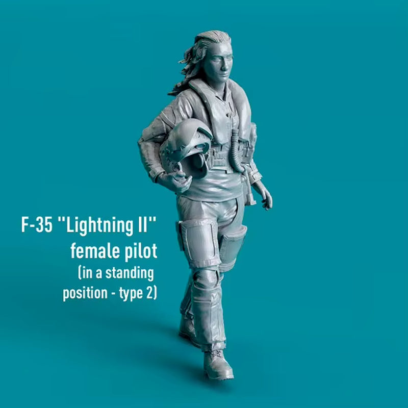 Modern US Female Fighter Pilot with Helmet 1/72 Resin Figure Kit - resin model view 2