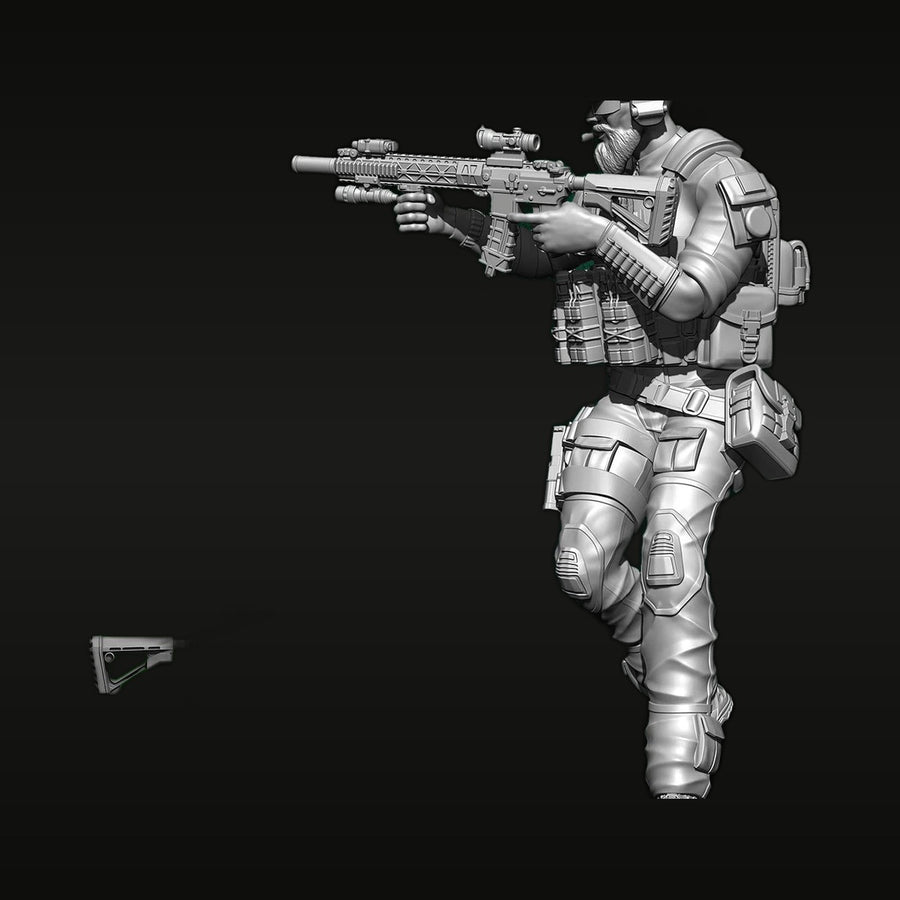 Modern US Tactical Operator with M4 Carbine & Plate Carrier 1/35 Resin Figure Kit - unpainted resin model kit