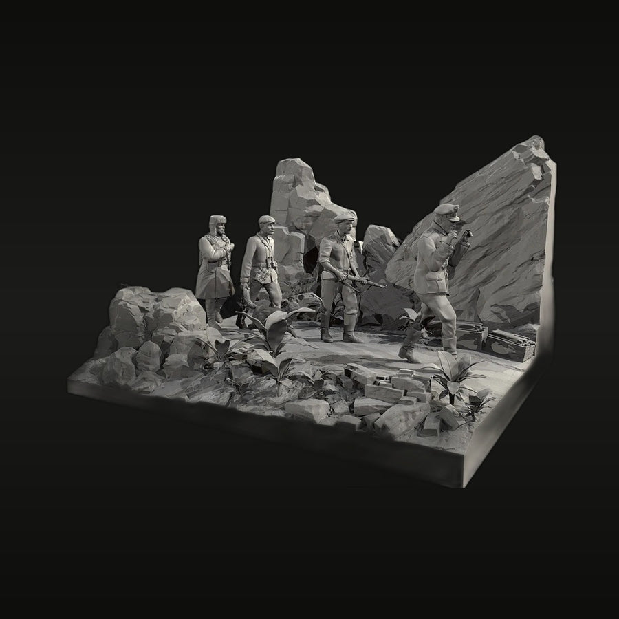 Chinese PLA Mountain Patrol Diorama 1/48 Scale Resin Figure Kit - unpainted resin model kit