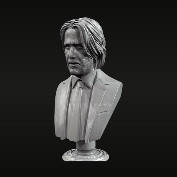 Realistic Male Character Bust with Long Hair & Beard 50mm Resin Kit