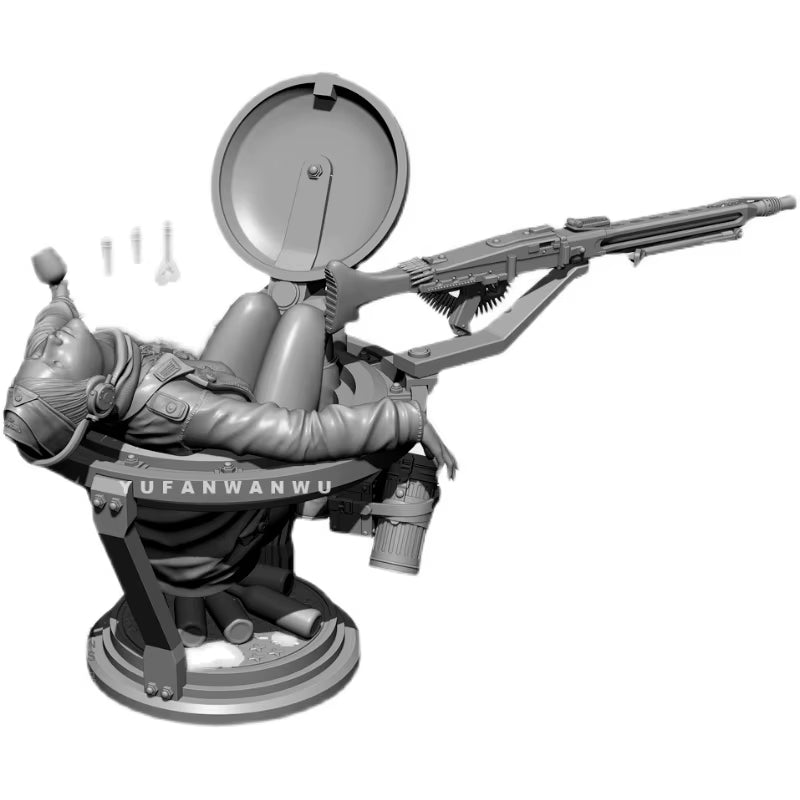 Sci-Fi Female Cyberpunk Soldier Tiger Baby 1/24 Resin Figure Kit - resin model view 4