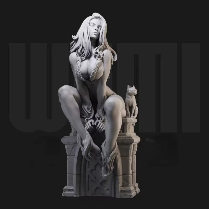 Gothic Fantasy Female Figure with Throne Base 75mm Resin Kit - resin model view 2