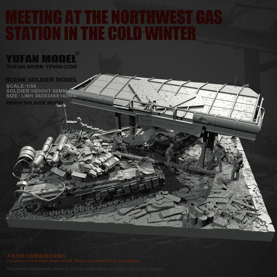 Modern Urban Warfare Fuel Station Diorama with MBT 1/35 Resin Kit - resin model view 2