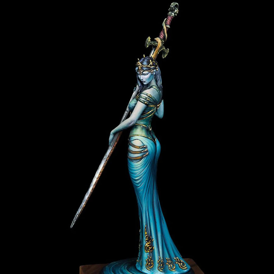 Fantasy Female Warrior with Sword and Tiara 1/24 Resin Figure Kit - resin model view 2