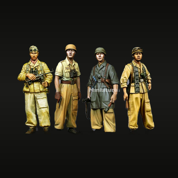 WWII German Afrika Korps Infantry Set 4 Figures 1/35 Resin Kit