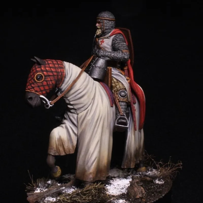 Medieval Crusader Knight on Horseback 1/32 Resin Figure Kit - resin model view 4