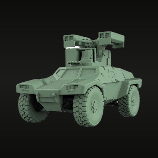 Sci-Fi Wheeled Armored Vehicle with Dual Weapon Turret 1/87 Scale Resin Kit